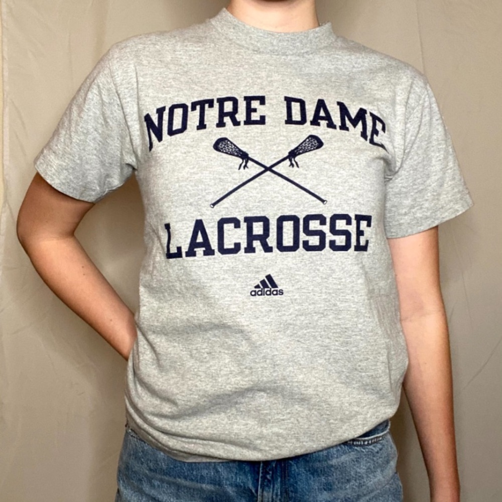 NOTRE DAME LACROSSE ADIDAS GRAY SHIRT